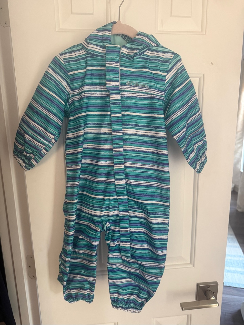 Columbia Kids' Teal Stripe One-Piece Rain Suit
